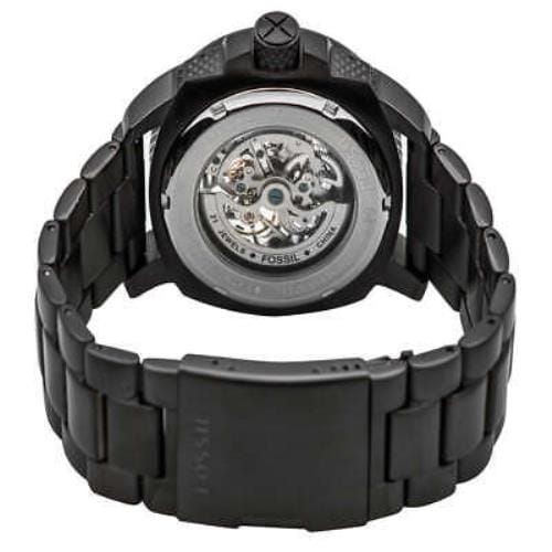 Fossil Modern Machine Automatic Silver Dial Black Steel Strap Watch for Men - ME3080