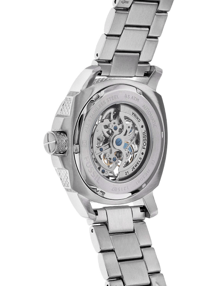 Fossil Modern Machine Automatic Silver Dial Silver Steel Strap Watch for Men - ME3081