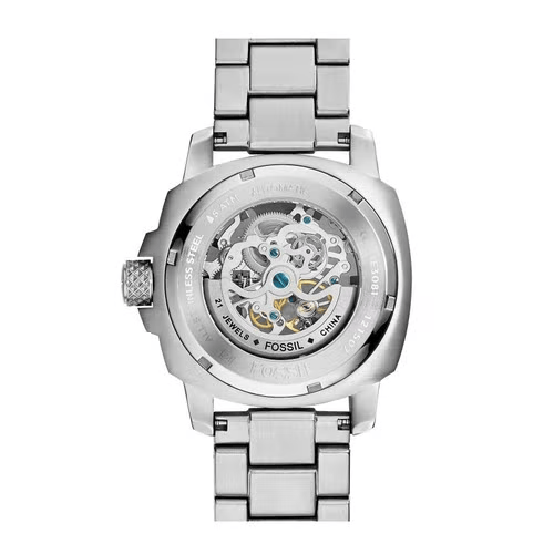Fossil Modern Machine Automatic Silver Dial Silver Steel Strap Watch for Men - ME3081