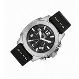Fossil Modern Machine Chronograph Black Dial Black Leather Strap Watch for Men - FS4928