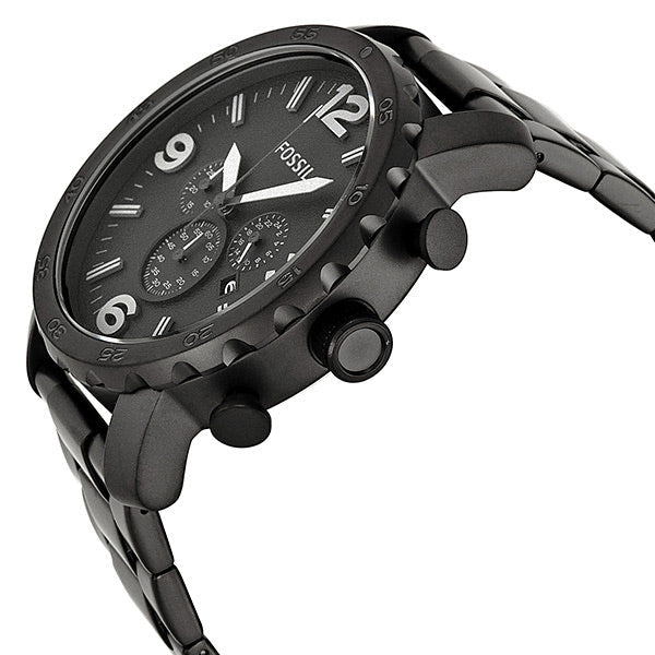 Fossil Nate Chronograph Black Dial Black Steel Strap Watch for Men - JR1401