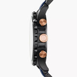Fossil Nate Chronograph Blue Dial Two Tone Steel Strap Watch for Men - JR1494