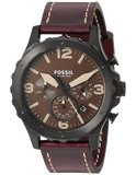 Fossil Nate Chronograph Brown Dial Brown Leather Strap Watch for Men - JR1511
