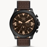 Fossil Nate Chronograph Brown Dial Brown Leather Strap Watch for Men - JR1511