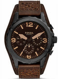 Fossil Nate Chronograph Brown Dial Brown Leather Strap Watch for Men - JR1511