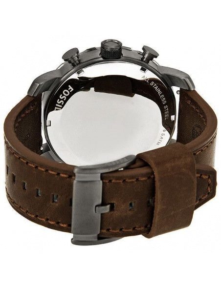 Fossil Nate Chronograph Grey Dial Brown Leather Strap Watch for Men - JR1424