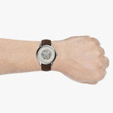 Fossil Neutra Automatic Skeleton White Dial Brown Leather Strap Watch for Men - ME3184