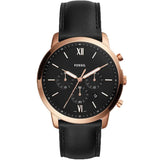 Fossil Neutra Chronograph Black Dial Black Leather Strap Watch for Men - FS5381