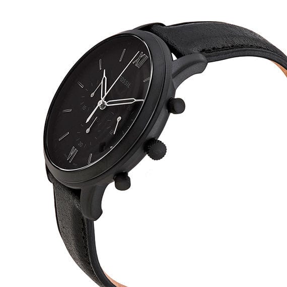 Fossil Neutra Chronograph Black Dial Black Leather Strap Watch for Men - FS5503