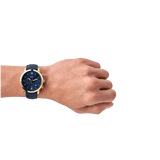 Fossil Neutra Chronograph Blue Dial Blue Leather Strap Watch for Men - FS5790