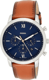 Fossil Neutra Chronograph Blue Dial Brown Leather Strap Watch for Men - FS5453