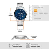 Fossil Neutra Chronograph Blue Dial Silver Steel Strap Watch for Men - FS5792
