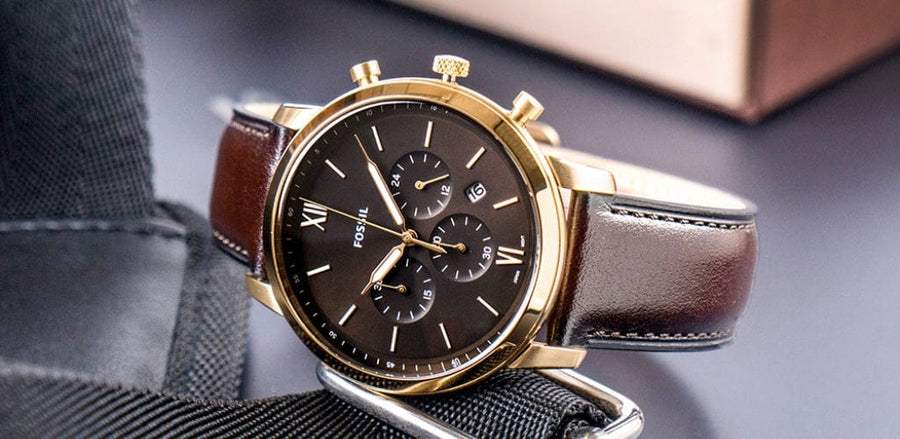 Fossil Neutra Chronograph Brown Dial Brown Leather Strap Watch for Men - FS5763