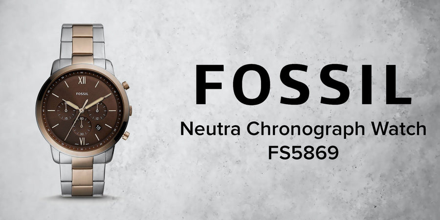 Fossil Neutra Chronograph Brown Dial Two Tone Steel Strap Watch for Men - FS5869