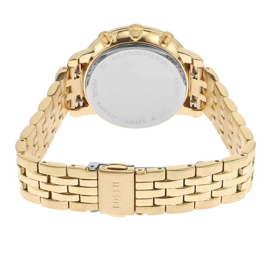 Fossil Neutra Chronograph Gold Dial Gold Steel Strap Watch for Women - ES5219