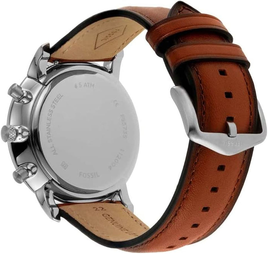 Fossil Neutra Chronograph Green Dial Brown Leather Strap Watch for Men - FS5735