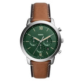 Fossil Neutra Chronograph Green Dial Brown Leather Strap Watch for Men - FS5735