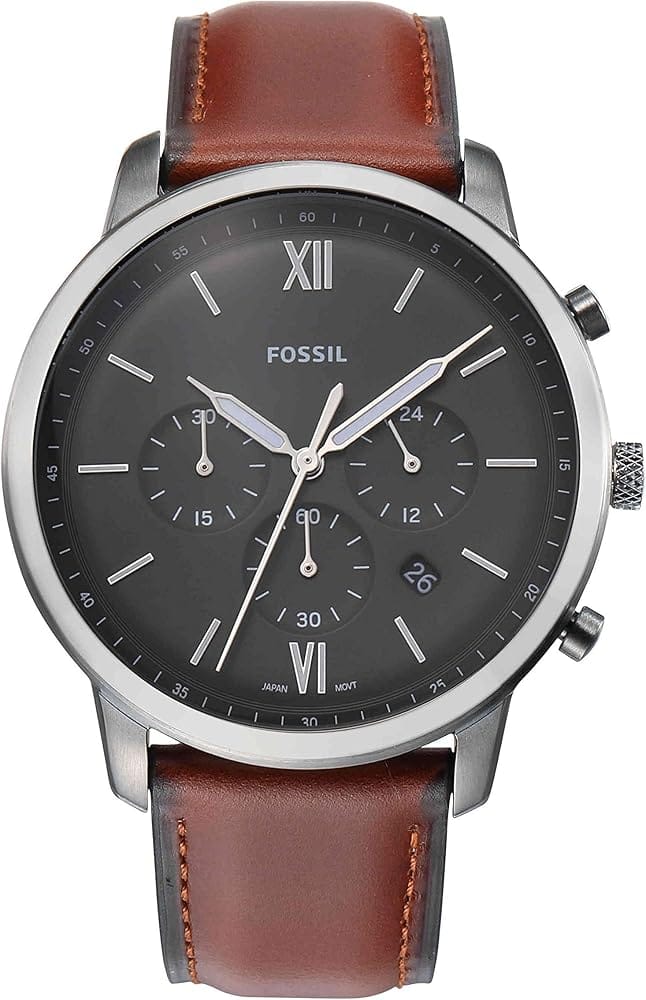 Fossil Neutra Chronograph Grey Dial Brown Leather Strap Watch for Men - FS5512