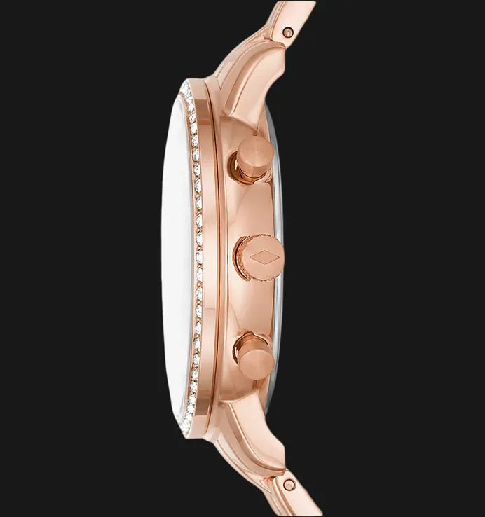 Fossil Neutra Chronograph Mother of Pearl Brown Dial Rose Gold Steel Strap Watch for Women - ES5218