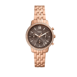 Fossil Neutra Chronograph Mother of Pearl Brown Dial Rose Gold Steel Strap Watch for Women - ES5218