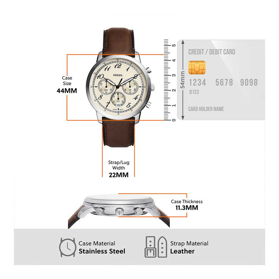 Fossil Neutra Chronograph White Dial Brown Leather Strap Watch for Men - FS6022