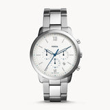 Fossil Neutra Chronograph White Dial Silver Steel Strap Watch for Men - FS5433