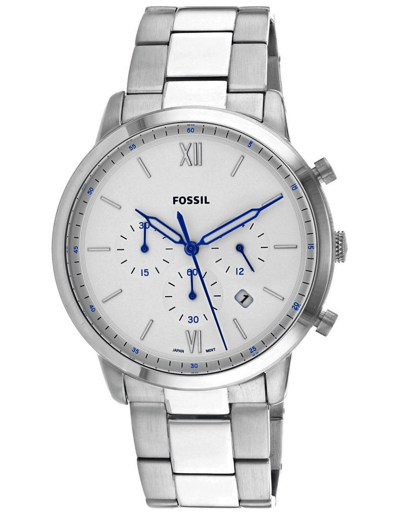 Fossil Neutra Chronograph White Dial Silver Steel Strap Watch for Men - FS5433