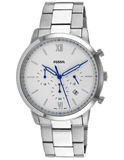 Fossil Neutra Chronograph White Dial Silver Steel Strap Watch for Men - FS5433