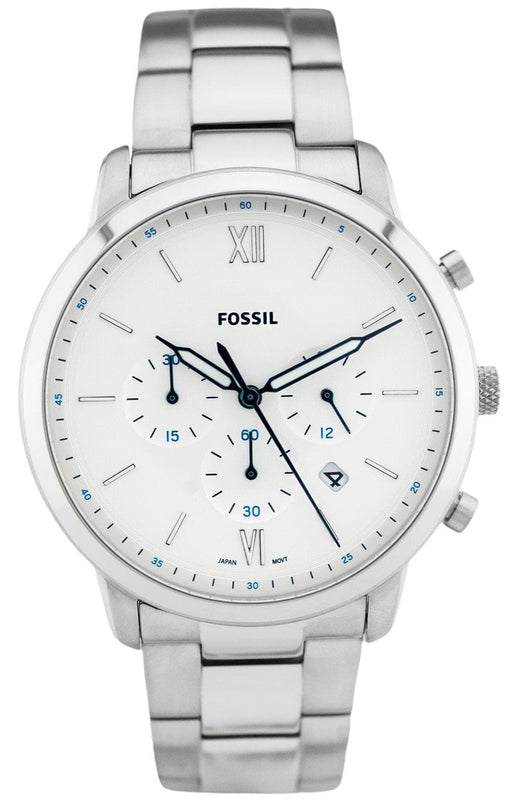 Fossil Neutra Chronograph White Dial Silver Steel Strap Watch for Men - FS5433