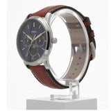 Fossil Neutra Minimalist Moonphase Blue Dial Brown Leather Strap Watch for Men - FS5903