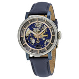 Fossil Boyfriend Skeleton Blue Dial Blue Leather Strap Watch for Women - ME3136