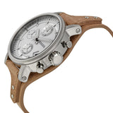 Fossil Boyfriend Chronograph White Dial Brown Leather Strap Watch for Women - ES3625