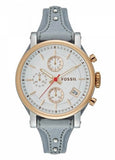 Fossil Original Boyfriend White Dial Light Blue Leather Strap Watch for Women - ES4045