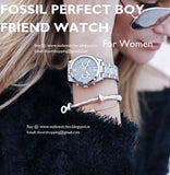 Fossil Perfect Boyfriend Mother of Pearl Blue Dial Silver Steel Strap Watch for Women - ES3880