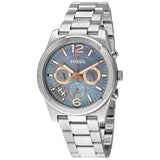 Fossil Perfect Boyfriend Mother of Pearl Blue Dial Silver Steel Strap Watch for Women - ES3880