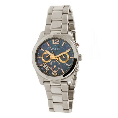 Fossil Perfect Boyfriend Mother of Pearl Blue Dial Silver Steel Strap Watch for Women - ES3880