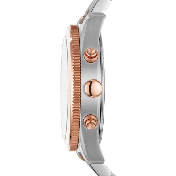 Fossil Perfect Boyfriend Mother of Pearl Dial Two Tone Steel Strap Watch for Women - ES4135