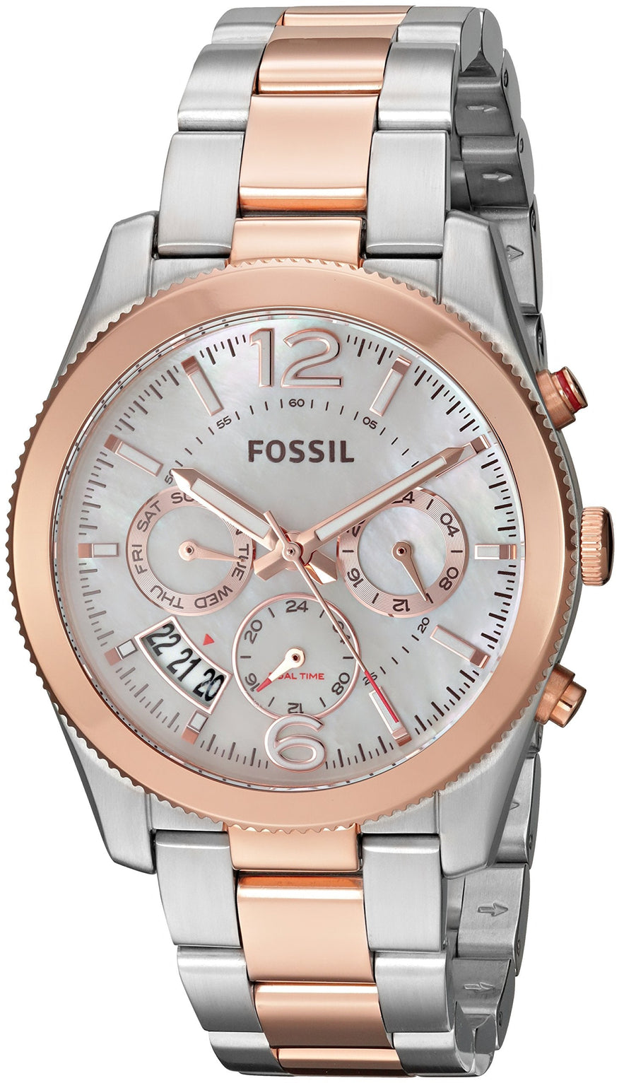 Fossil Perfect Boyfriend Mother of Pearl Dial Two Tone Steel Strap Watch for Women - ES4135