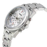 Fossil Boyfriend Chronograph Silver Dial Silver Steel Strap Watch for Women - ES2198