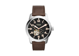 Fossil Pilot 54 Automatic Black Dial Brown Leather Strap Watch for Men - ME3118