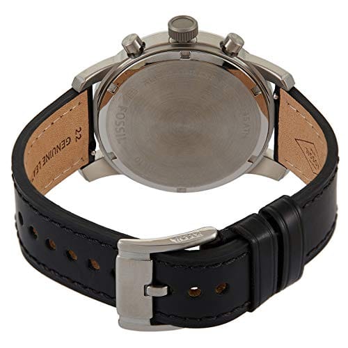 Fossil Pilot Chronograph Sky Blue Dial Black Leather Strap Watch for Men - FS5162