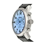 Fossil Pilot Chronograph Sky Blue Dial Black Leather Strap Watch for Men - FS5162