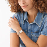 Fossil Raquel Three Hand Date White Dial Rose Gold Steel Strap Watch For Women - ES5271