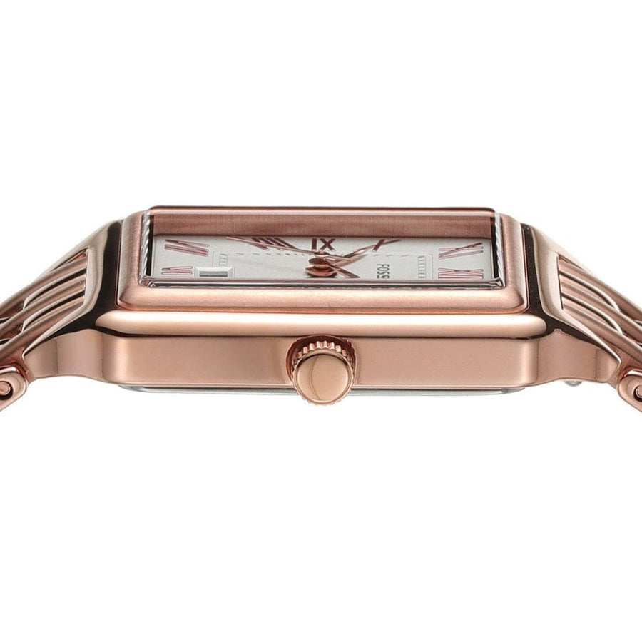 Fossil Raquel Three Hand Date White Dial Rose Gold Steel Strap Watch For Women - ES5271