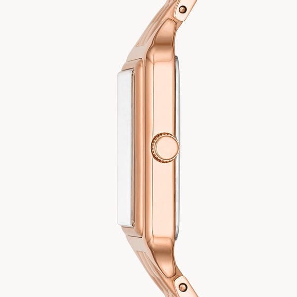 Fossil Raquel Three Hand Date White Dial Rose Gold Steel Strap Watch For Women - ES5271