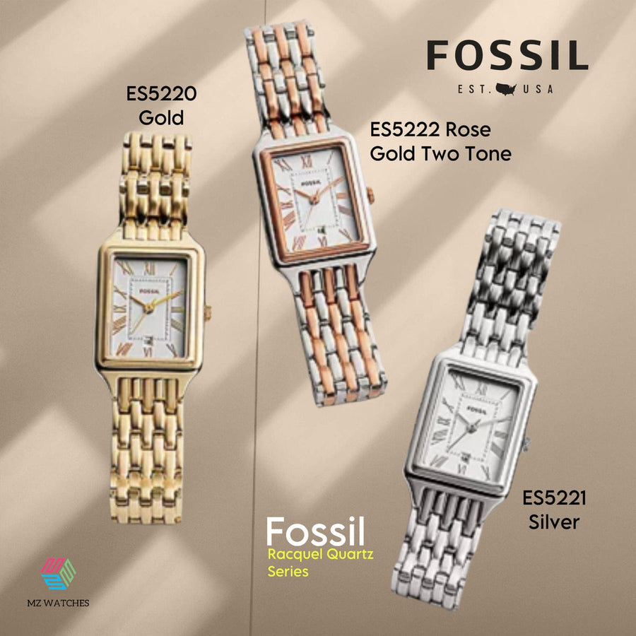 Fossil Raquel Three Hand Date White Dial Silver Steel Strap Watch for Women - ES5221