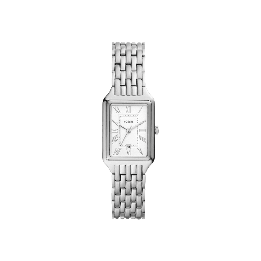 Fossil Raquel Three Hand Date White Dial Silver Steel Strap Watch for Women - ES5221