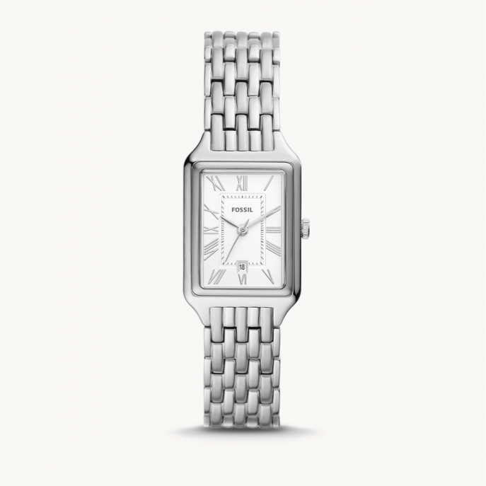 Fossil Raquel Three Hand Date White Dial Silver Steel Strap Watch for Women - ES5221