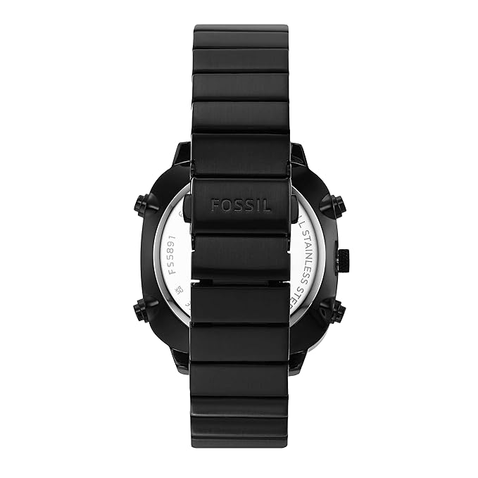 Fossil Retro Analog-Digital Black Dial Black Steel Strap Watch for Men - FS5891