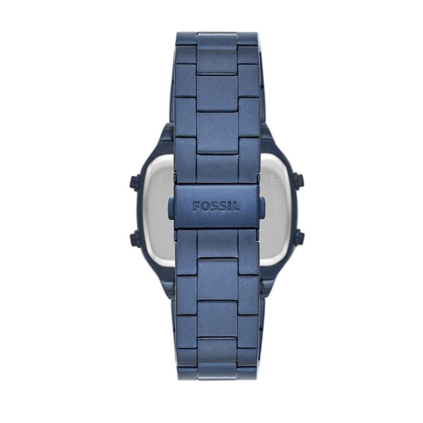 Fossil Retro Analog-Digital Black Dial Blue Steel Strap Watch for Men - FS5896